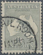 Australien: 1935, Kangaroo £1 Grey CofA Wmk. Fine Used With '(Ship M(AIL ROOM, 14AP38' Cds. But Ligh - Ungebraucht