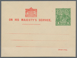 Australien - Ganzsachen: 1924, Official Postcard KGV 1d. Green With 'OS' In Colourless Dots, Fine Un - Entiers Postaux