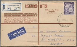 Australien - Ganzsachen: 1965 (24.8.), Australia Formular Registered Letter Bearing Norfolk Island 2 - Interi Postali