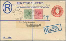 Bahamas: 1931 (8.7.), Registered Letter KGV 2d. Red (flap On Front) Uprated With KGV ½d. Green And 1 - Bahamas (1973-...)