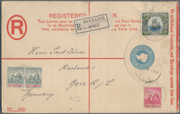 Barbados: 1908 (6.10.), Registered Letter QV 2d. Blue (scarce Large Size 200 X 127 Mm) With Imprint - Barbados (1966-...)