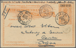 Belgisch-Kongo: 1908 Postal Stationery Card 15c., Surcharged "CONGO BELGE", Used From Makala To Cour - Autres & Non Classés