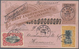 Belgisch-Kongo: 1908 Postal Stationery Double Card 10+10c., Overprinted "CONGO BELGE", Used REGISTER - Altri & Non Classificati