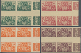 Belgisch-Kongo: 1935, 50th Anniversary Of Congo State, 0.50fr. To 5fr., Complete Set In IMPERFORATE - Autres & Non Classés