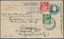 Betschuanaland: 1926 (4.1.), Registered Letter KGV 4d. Deep-green Optd. 'DUTY 5½d.' Uprated With KGV - 1885-1964 Protectorat Du Bechuanaland