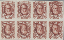 Brasilien: 1878-79, 700 R. Red-brown Imperf Block Of Eight On White Wove Paper, Very Fine And Fresh - Other & Unclassified