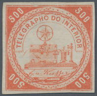 Brasilien - Telegrafenmarken: 1873, Telegrapho Do Interior, 500 Reis Vermilion With Very Rare Wmk "L - Telegraphenmarken