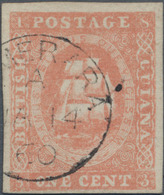 Britisch-Guyana: 1857, Ship Type Definitive 1c. Dull Red (type C) Imperforate With Good To Wide Marg - Guyane Britannique (...-1966)