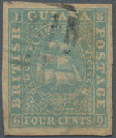 Britisch-Guyana: 1863, 4c Blue Imperforated Instead Of Perforated Cancelled With Thin Spot, Not List - Brits-Guiana (...-1966)