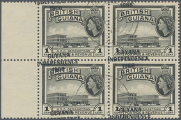 Britisch-Guyana: 1966, 1 C With WM Crown "CA" In Used Block Of Four With With Dramatic Shifted Overp - Guyane Britannique (...-1966)