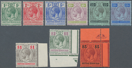 Britisch-Honduras: 1913, KGV Definitives Part Set Of Nine With Wmk. Mult. Crown CA (missing 3c. Oran - Britisch-Honduras (...-1970)