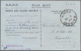 Britisch-Ostafrika Und Uganda: 1926 (21.12.), Stampless O.H.M.S. Postcard For 'Kenya And Uganda Rail - Protectorats D'Afrique Orientale Et D'Ouganda