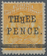 Britische Südafrika-Gesellschaft: 1896 'Matabele Rebellion Provisional' 3d. On 5s. Orange-yellow Sho - Non Classificati