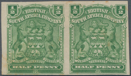 Britische Südafrika-Gesellschaft: 1898-1908 ½d. Yellow-green Horizontal Pair, Variety IMPERFORATED, - Non Classificati