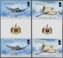 Britisches Territorium Im Indischen Ozean: 2005, Sharks And Rays Complete Set Of Eight In Vertical I - Other & Unclassified