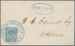 Canada - Britisch-Columbia Und Vancouverinsel: 1867, 3 P Blue Cancelled With Blue Couble Circle "EXP - Lettres & Documents