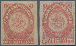 Neufundland: 1861-62, ONE SHILLING, Deep Rose-lake Unused (SG 20), Signed, And ONE SHILLING Rose Wit - 1857-1861