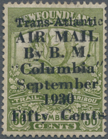 Neufundland - Flugpost: 1930, 36 C. Sage-green With Overprint „Trans-Atlantic AIR MAIL By B.M. „Colu - Fin De Catalogue (Back Of Book)