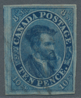 Kanada: 1855, 10 D Dull-blue On Thin Wove Paper, Imperf, Used, B.P.A. Cert Und Cert Holcombe (SG3.50 - Oblitérés