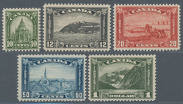 Kanada: 1930/35, 5 Values Of The Series Landscapes, Centered Luxury Set, MNH. - Oblitérés