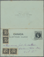 Canada - Ganzsachen: 1896, Two Postal Stationery Letter Cards 1c Black With Additional Franking Four - 1903-1954 Könige