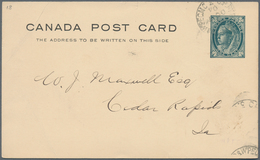 Canada - Ganzsachen: 1900/1901, Three Postal Stationery Cards 1c Blue-green With Additional Printing - 1903-1954 Rois