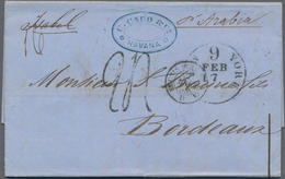 Cuba - Spanische Kolonie: 1858 Folded Letter From Habanaper Steamer Arabia Via New York And Paris To - Kuba (1874-1898)