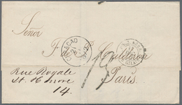 Curacao: 1872, Stampless Letter-sheet From CURACAO, 21.11.1872, To Paris In France, On The Frontside - Niederländische Antillen, Curaçao, Aruba