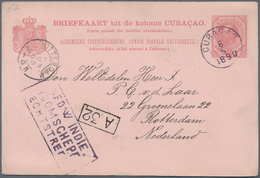 Curacao: 1890/91, Stationery Reply Card 5 C. (answer Card Unused) Sent From "CURACAO 10 1 1891" Via - Niederländische Antillen, Curaçao, Aruba