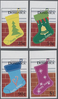 Dominica: 2006, Christmas Socks Complete IMPERFORATE Set Of Four From Upper Margins And The Imperf. - Dominique (...-1978)