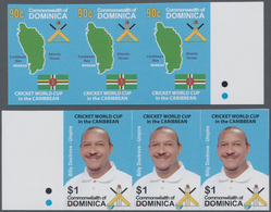 Dominica: 2007, Cricket World Cup Set Of Two In Horizontal IMPERFORATE Strips Of Three From Left Or - Dominica (...-1978)