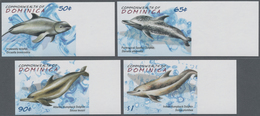 Dominica: 2009, Dolphins Complete IMPERFORATE Set Of Four From Right Margins, Mint Never Hinged And - Dominica (...-1978)