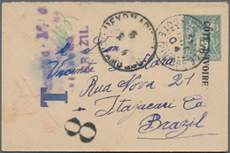 Elfenbeinküste: 1904, Stationery Envelope France Type Sage 5c. Green With Vertical Handstamp "COTE D - Costa D'Avorio (1960-...)