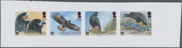 Falklandinseln: 2006, Birds Of Prey, IMPERFORATE Proof Se-tenant Strip Of Four, Mint Never Hinged. - Falkland