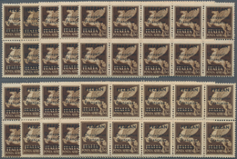 Fezzan - Portomarken: 1943, 0,50 Fr On 5 C Brown Overprint Stamps 10 Blocks Of Ten, Mint Never Hinge - Briefe U. Dokumente