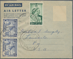 Fiji-Inseln: 1949 Commercially Used Aerogram With Dotted Address Lines 6d KG VI. From Suva/Fiji To L - Fidji (...-1970)