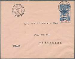 Französisch-Guinea: 1916 (30.5.), Stat. Envelope 25c. Blue/rose 'Palm Trees' Commercially Used From - Autres & Non Classés