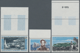 Französische Gebiete In Der Antarktis: 1965 - 1968, 3 Stamps Each From The Upper Margin Of The Sheet - Brieven En Documenten