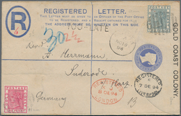 Goldküste: 1894 (16.11.), Registered Letter QV 2d. Ultramarine Uprated With QV 1d. Rose-carmine And - Côte D'Or (...-1957)
