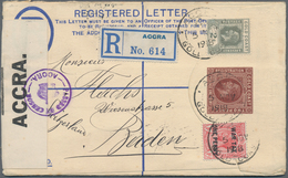 Goldküste: 1918 (5.11.), Registered Letter KGV 2d.+1d. Brown Uprated With KGV 2d. Grey And 1d. War T - Goldküste (...-1957)