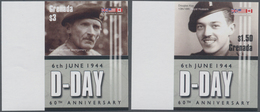 Grenada: 2004, 60th Anniversary Of D-Day Complete IMPERFORATE Set Of Four With Printed Labels At Bot - Grenada (...-1974)