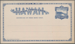 Hawaii - Ganzsachen: 1883. Hawaii 2c + 2c Dark Blue Paid Reply Postal Card (Scott UY2), Mint, Very F - Hawaï