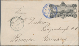 Hawaii - Ganzsachen: 1884, Stationery Envelope 10 C Black In Size 151/86 Mm Tied By Blue Cds "LIHUE - Hawaii