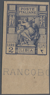 Italienisch-Libyen: 1924, Defintives "Sibilla Libica", 2l. Ultramarine, Bottom Marginal Imperforate - Libia