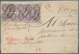 Kolumbien: 1865, 10c Violet Two Stripes Of Five On Letter From Bogota To Quito Cancelled With Oval P - Colombia