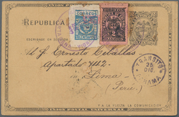 Kolumbien: 1902, 2 C Postal Stationery Card, Uprated With Cartagena Provisional Stamp 1 C Blue, Roul - Colombie