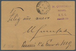 Kolumbien - Ganzsachen: 1889 Postal Stationery Card Of Colombia Send From Panama Postal Agency By Fr - Kolumbien