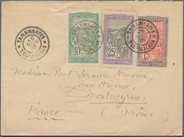 Madagaskar: 1921/33 Three Used Postal Stationery Envelopes, 1926 Uprated With 10c. Green And 25 C. L - Madagascar (1960-...)