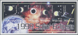 Malediven: 2000, Total Solar Eclipse Of 1999 Complete Set Of Twelve In Two Perforate And IMPERFORATE - Malediven (1965-...)