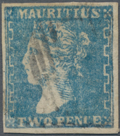 Mauritius: 1859, "Dardenne" TWO PENCE Pale-blue, Full To Large Margins, Colorful And Neatly Cancelle - Mauritius (...-1967)